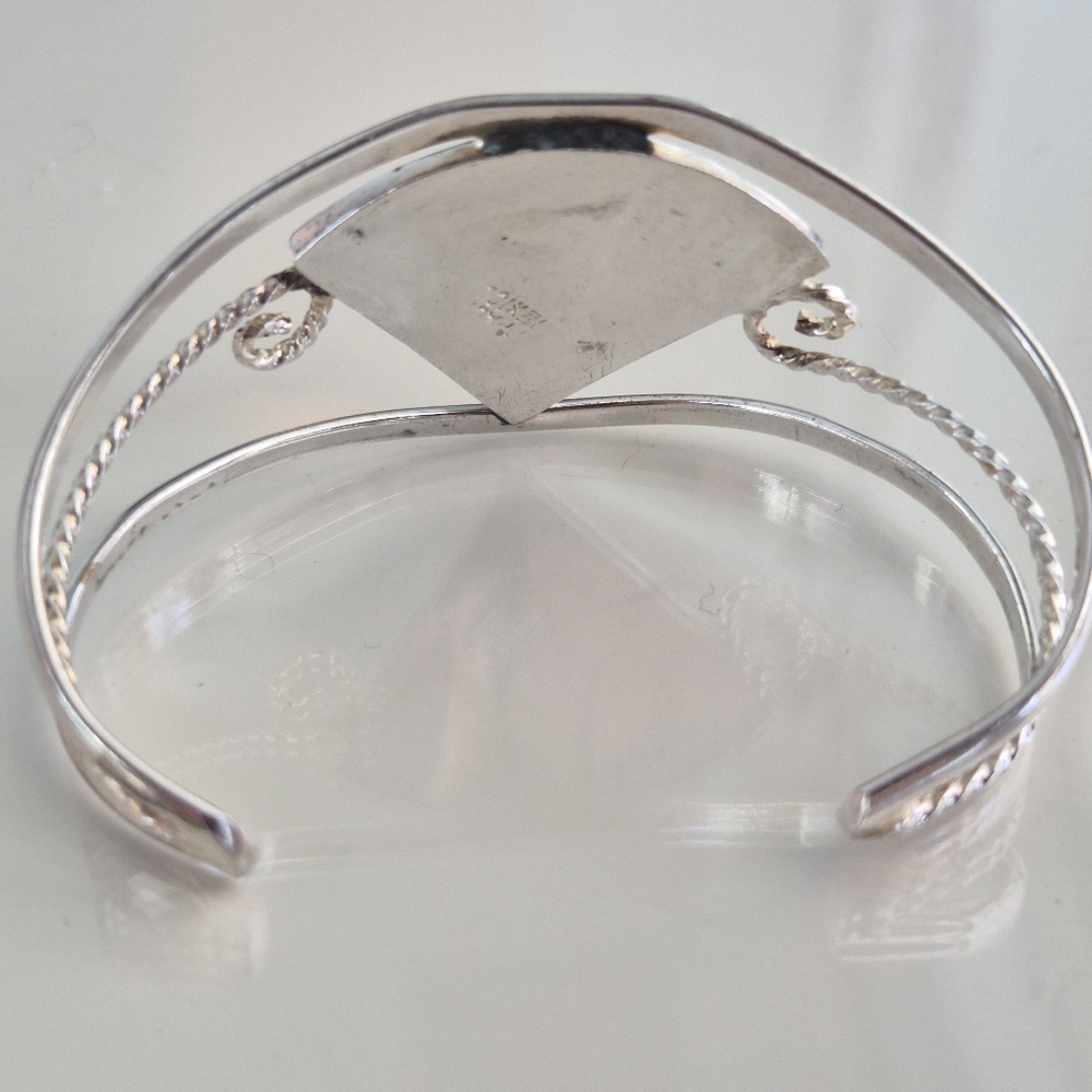 Abalone Shell Sterling Silver Cuff Bracelet 925 Mexico Artisan Vintage - Picture 3 of 5